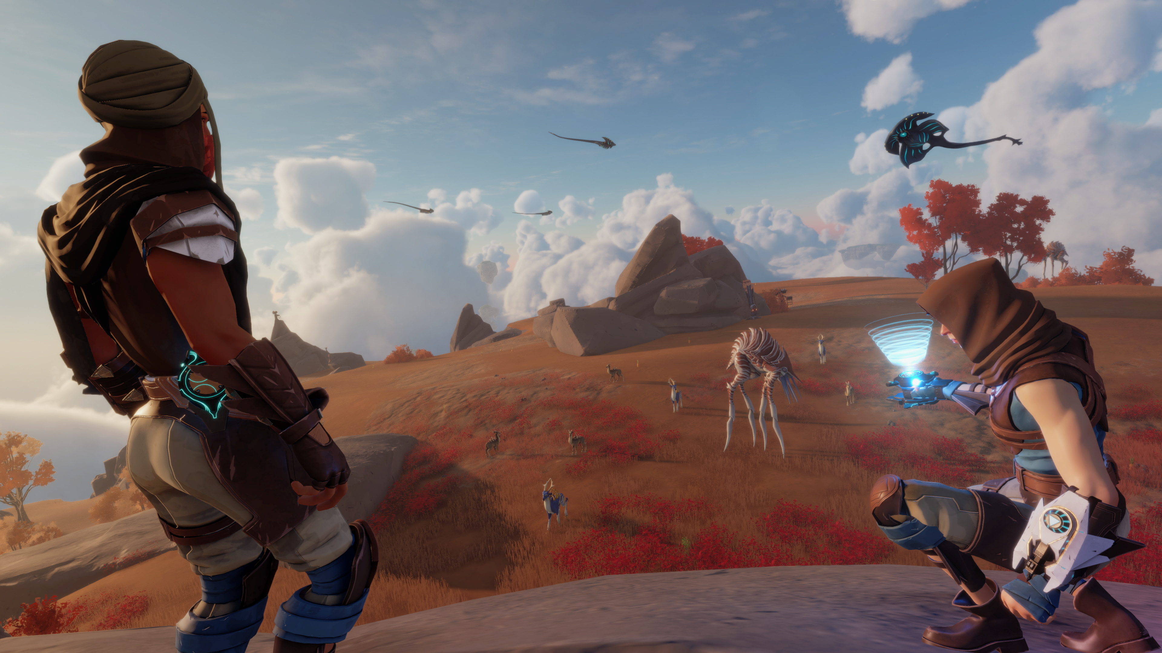 “The world of Lost Skies will be host to varied regions and biomes, with a range of lifeforms on the ground and in the sky. The deer, the flying mantas and the giant nautilus that these players are stalking can be sources of food and crafting materials - but the hunters can very quickly become the hunted.”